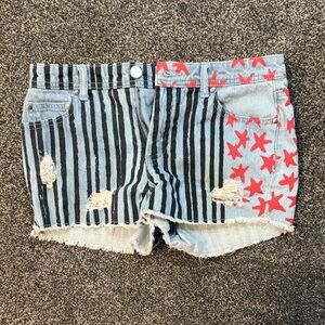DC Women's Jean Shorts with Black Stripes and Red Stars